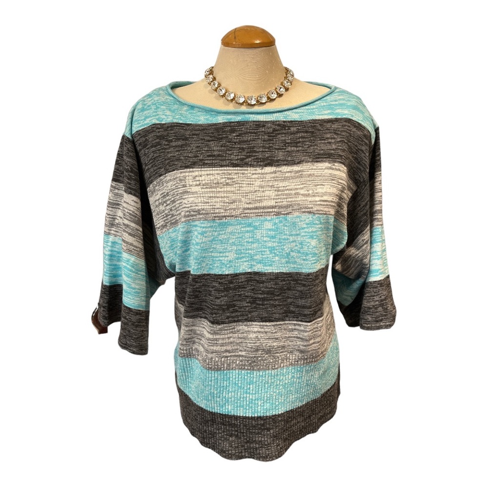 Style & Co. Gray Crew Neck Sweater with Knit Texture